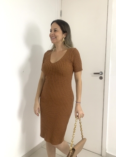 Vestido de Tricô Islândia Caramelo na internet