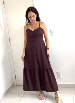 Vestido de Botão Marrom na internet