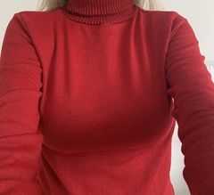 Blusa Vermelha Tricô Com Gola Alta - Loja UP Store