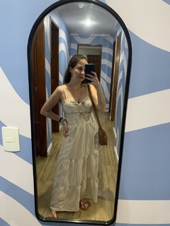 Vestido Arpoador Listrado Nude - loja online