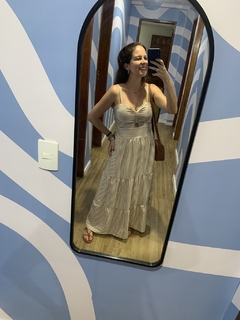 Vestido Arpoador Listrado Nude
