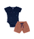 CONJUNTO RIBANA 1X1/MOLETOM PIQUETOM / MARINHO 10568 - Emunah Kids