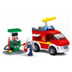 Blocos Cubic Caminhão de Bombeiro + Posto de Gasolina 136 pcs - comprar online