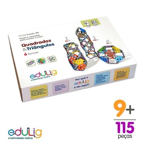 Quebra-cabeça Edulig Puzzle 3D Quadrados e Triângulos