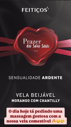 Vela Beijável - Sensualidade Ardente - Morango com Chantilly 30g - Naia Moda Intima