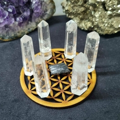 4.6 a 4.7 CM DE ALTURA. SET DE 6 CRISTALES + TURMALINA NEGRA DE REGALO + FLOR DE LA VIDA DE REGALO - comprar online