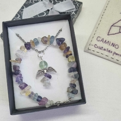 CONJUNTO ANGELITO FLUORITA ARCOÍRIS