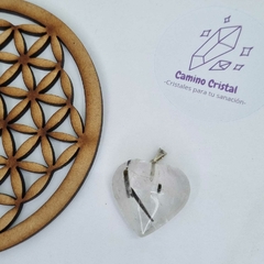 DIJE CORAZÓN DE CUARZO TURMALINADO