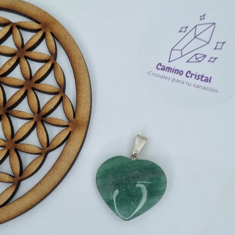 DIJE CORAZÓN DE CUARZO VERDE