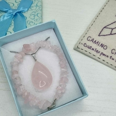 CONJUNTO GOTA CUARZO ROSA