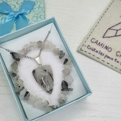 CONJUNTO GARRITA CUARZO TURMALINADO