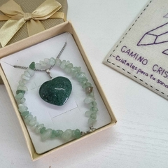 CONJUNTO CORAZÓN CUARZO VERDE
