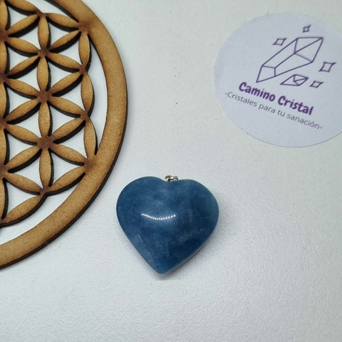DIJE CORAZÓN DE CUARZO AZUL PARAIBA