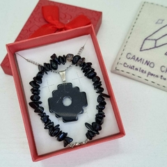 CONJUNTO CHAKANA OBSIDIANA NEGRA