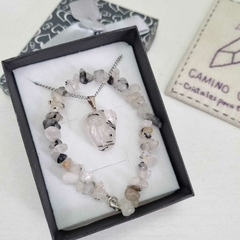 CONJUNTO CUARZO TURMALINADO