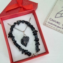 CONJUNTO OBSIDIANA NEGRA EN BRUTO