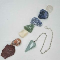 KIT CHAKRAS + PÉNDULO CUARZO VERDE