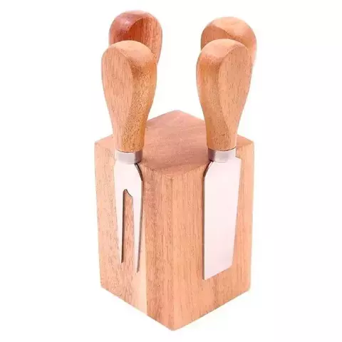 Jogo para Queijo Inox e Mdf 4 Peças UniHome. - comprar online