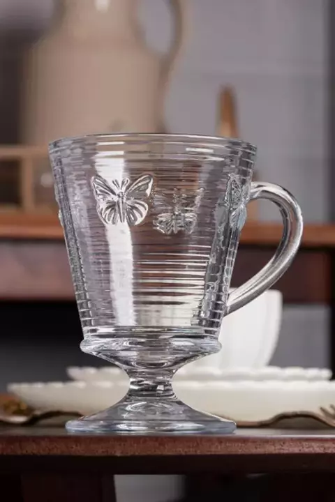 CONJUNTO 4 XÍCARAS LINES BUTTERFLY 240ML EM VIDRO PARA CAPPUCCINO - WOLFF