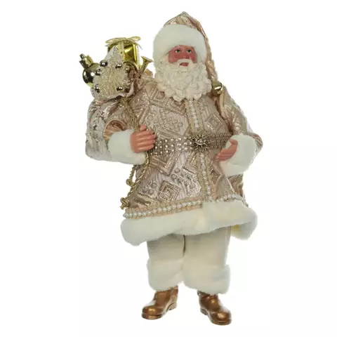 PAPAI NOEL COLECIONAVEL EM RESINA DOURADO 28CM FLORARTE.