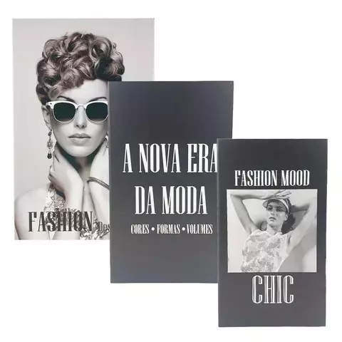 Jogo de Caixa de Livro 3 Peças em Papel Dcarte.