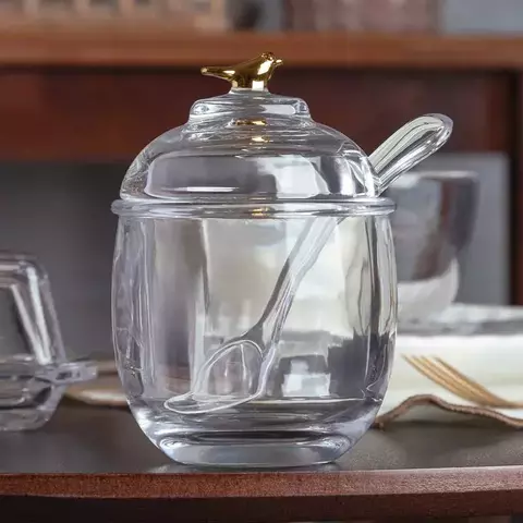 Açucareiro C/ Colher Bird 150ml em Cristal Wolff