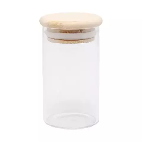 Porta Mantimento Wolff De Vidro Com Tampa De Bambu 800Ml.