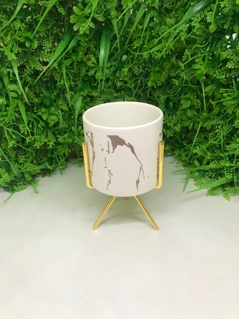 Vaso de Porcelana Branco com Suporte