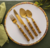 Faqueiro 24 Peças de Aço Inox com Cabo de Plástico Bambu Dourado - Bon Gourmet