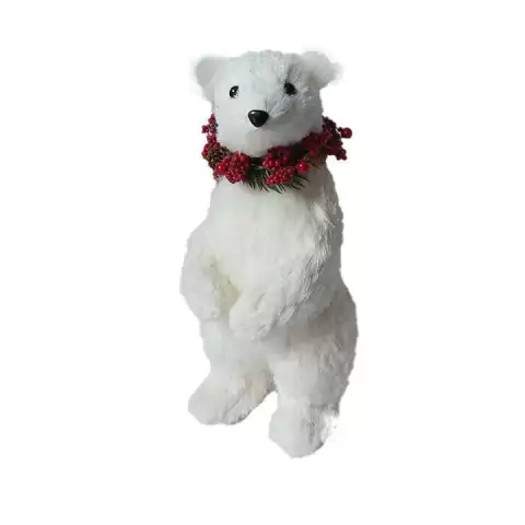 Urso em Pé - Branco com Vermelho - 35cm