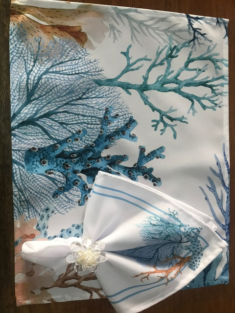 Jogo Americano e Guardanapo de Tecido Fundo do Mar