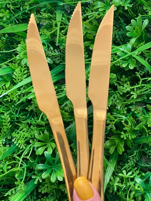 Jogo de Faca 6 pçs Dourado Inox Cabo Red