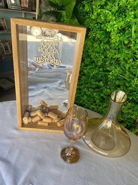 CAIXA PORTA ROLHAS C/ VIDRO E ESPELHO M PINUS LUXO