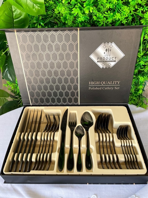 Faqueiro Luxo Preto 24pçs
