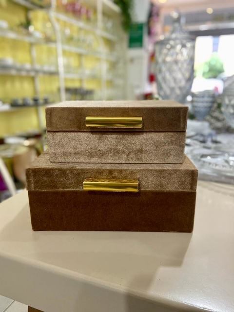 Caixa Decorativa Iron Marrom Veludo