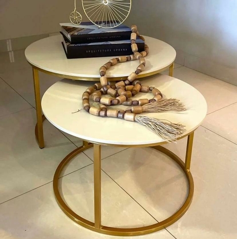 MESA DE CENTRO ESMERALDA DOURADO/OFF