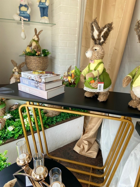 APARADOR FENDI 120X35X880 DOURADO/PRETO