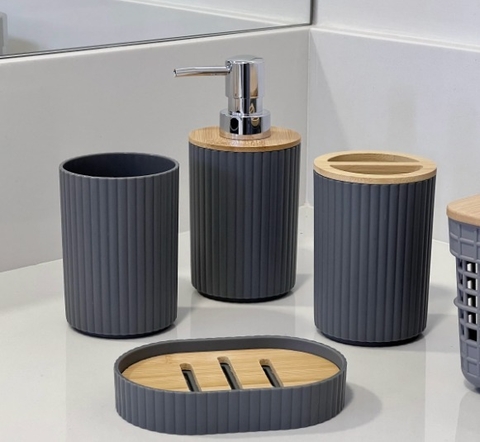 KIT BANHEIRO CINZA 4 PEÇAS