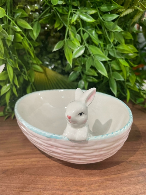 Bowl Decorativo C/Coelho BCO Ceram.