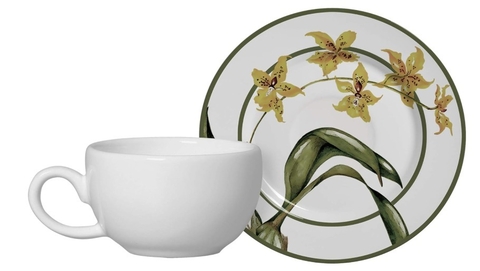 Conjunto Alleanza de 6 Xicaras Café c/pires Orquideas.
