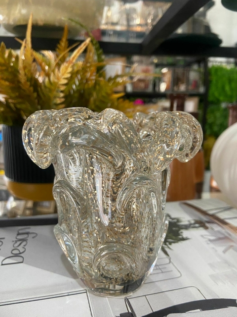 Vaso de Vidro Murano ITALY Dourado.