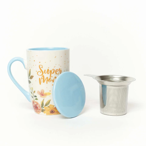 Taza de Porcelana con Infusor y Tapa Mom - tienda online