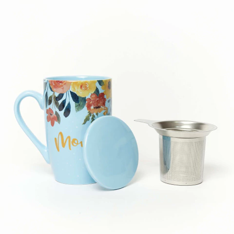 Taza de Porcelana con Infusor y Tapa Mom - Té + Thé
