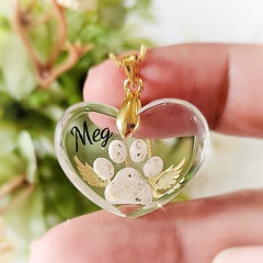 Pingente Coração Patinha de Anjo Pet