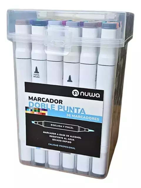 Marcadores doble punta X 36 - Base alcohol - Nuwa -