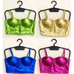 Cropped Metalizado Estilo Corselet