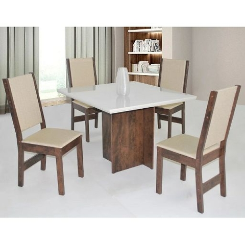 CJ DE MESA 4C SAO CARLOS LAISE QUADRADA 100X100 CAFE / OFF WHITE