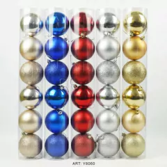 SET DE BOLAS NAVIDENA TUBO X6PCS/ 8CM C/BRILLO - Y8060