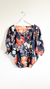 Blusa azul con estampado de flores INDIASTYLE - comprar online