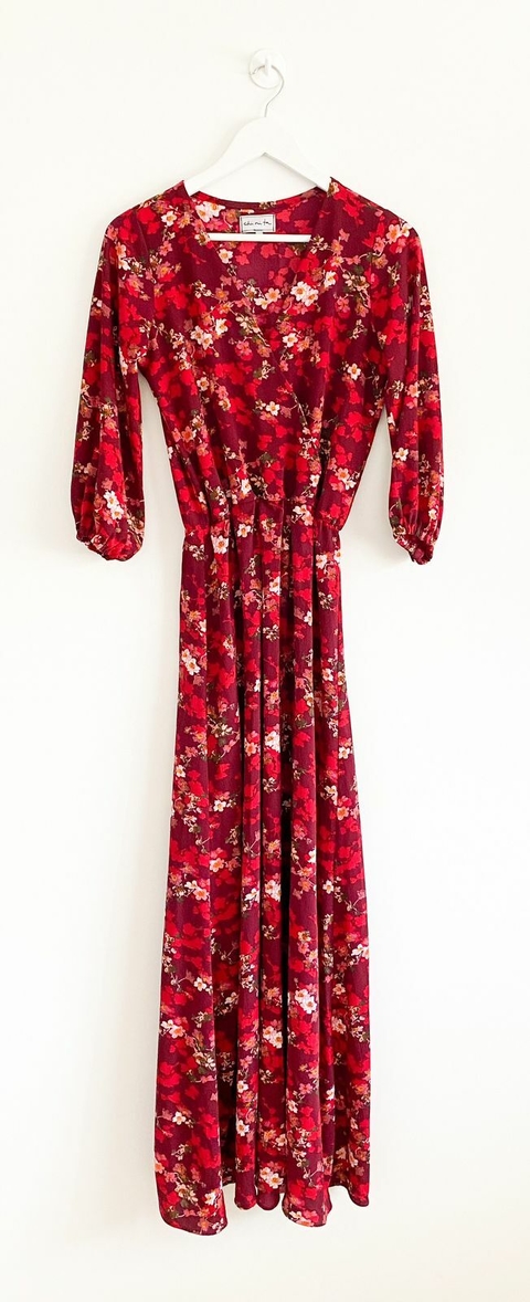 Vestido rojo estampado con florcitas CHINITA